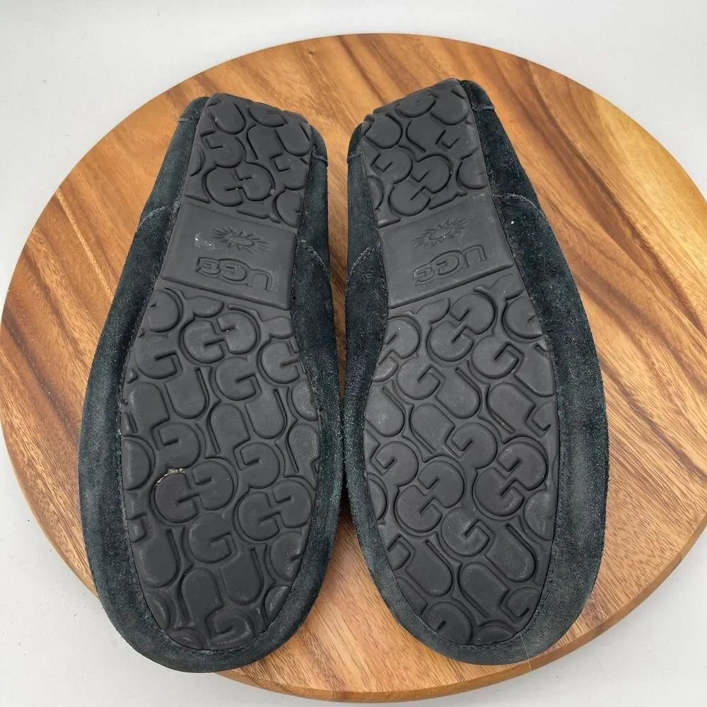 UGG Ascot Moccasin Slippers Mens Size 12 Black Suede Casual Comfort Shoes - Picture 7 of 9